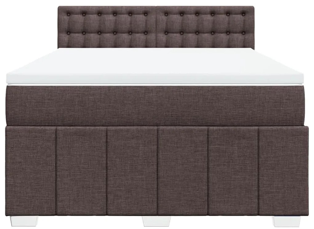 Cama com molas/colchão 160x200 cm tecido castanho-escuro