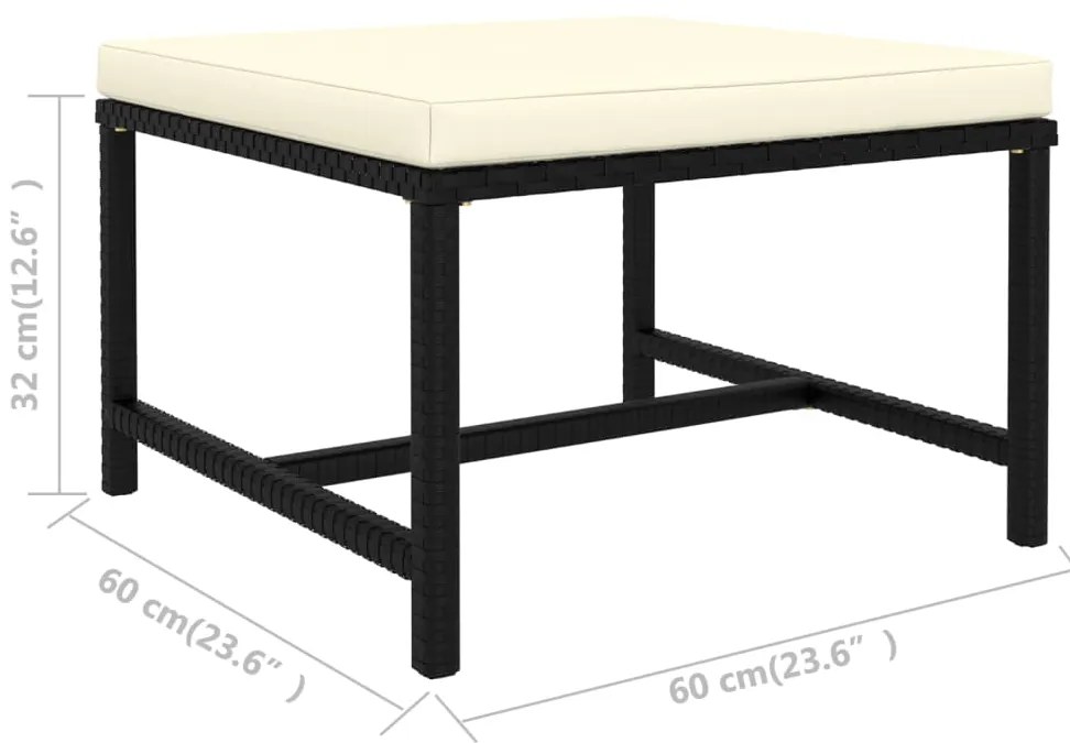 4 pcs conjunto sofás de jardim com almofadões vime PE preto
