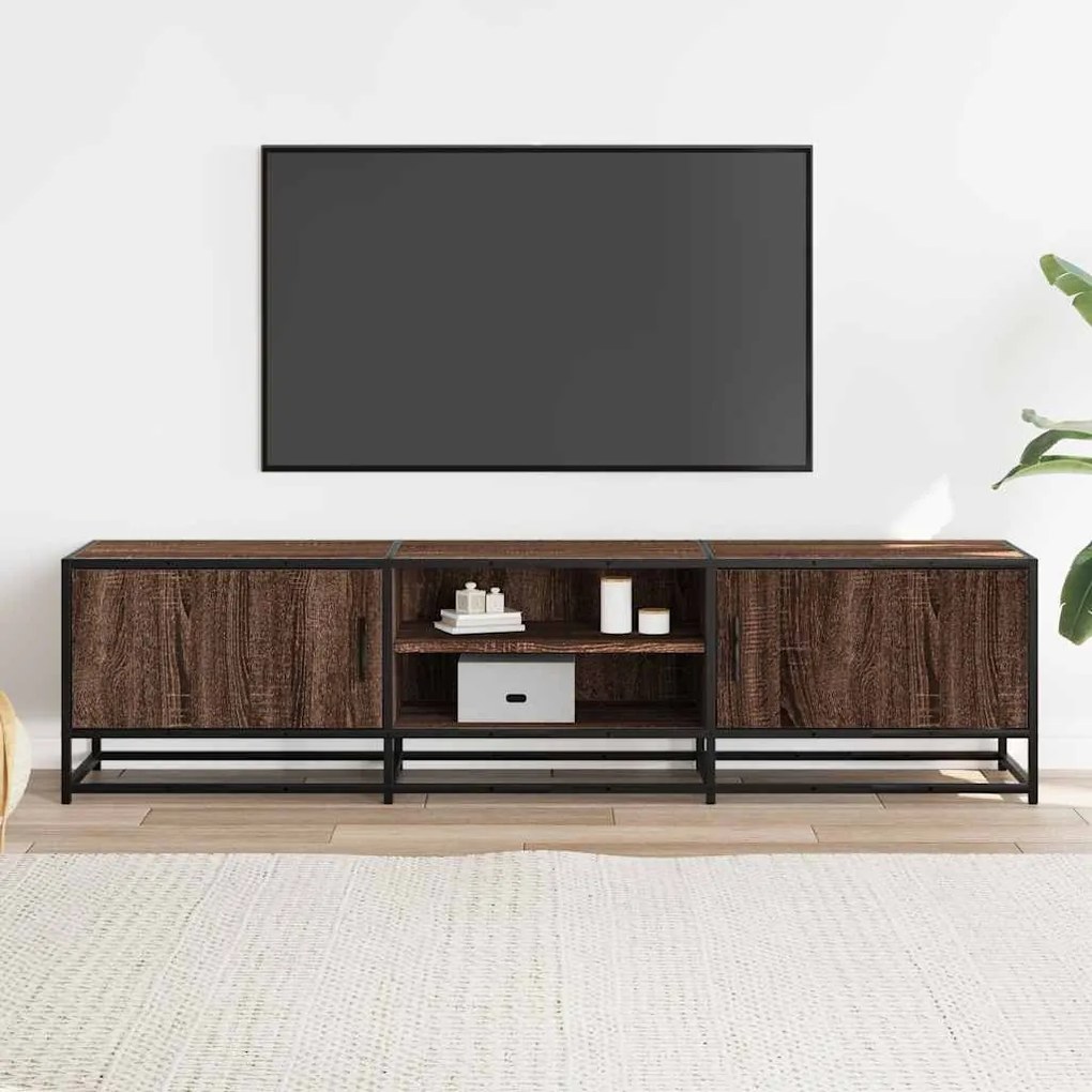 Móvel TV 160x35x41 cm derivados madeira/metal carvalho castanho