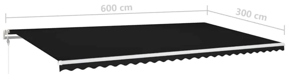 Toldo automático com LED e sensor de vento 600x300 cm antracite