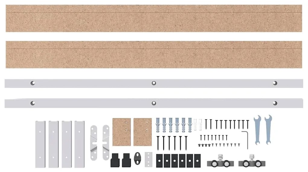 Kit de ferragens para porta de correr tira liga alumínio 200 cm