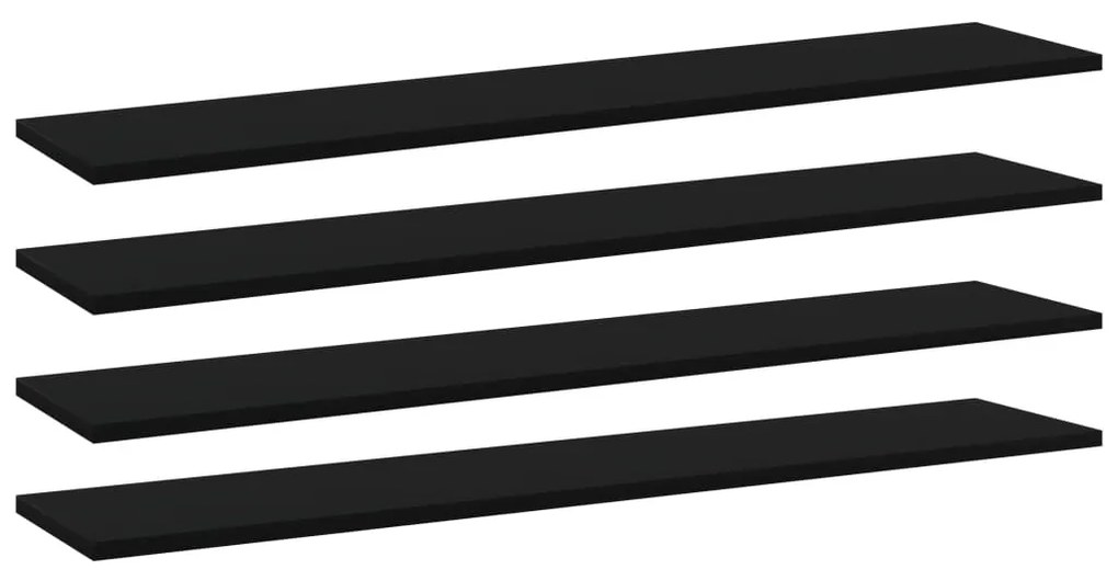 vidaXL Prateleiras estante 4 pcs 100x20x1,5cm contraplacado preto