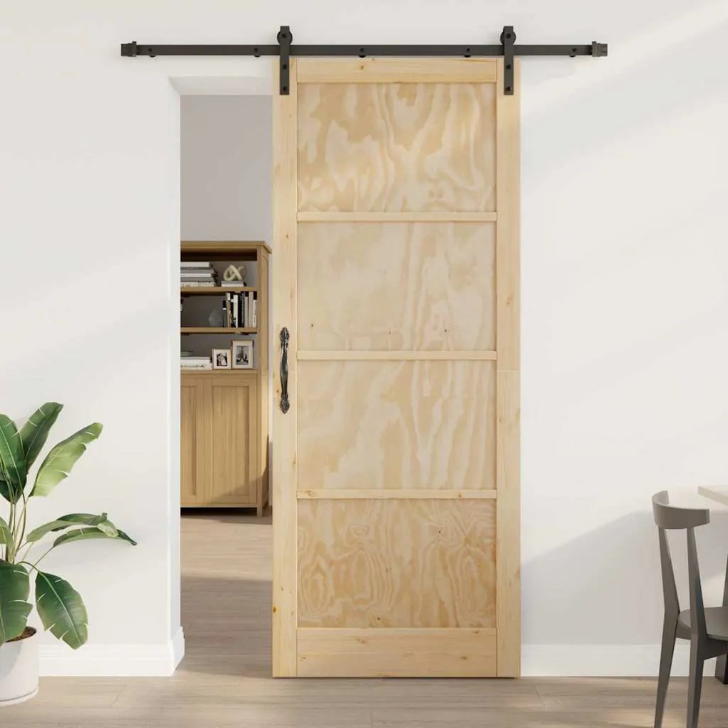 porta deslizante vidaXL com conjunto de hardware 93x232 cm madeira maciça de pinho