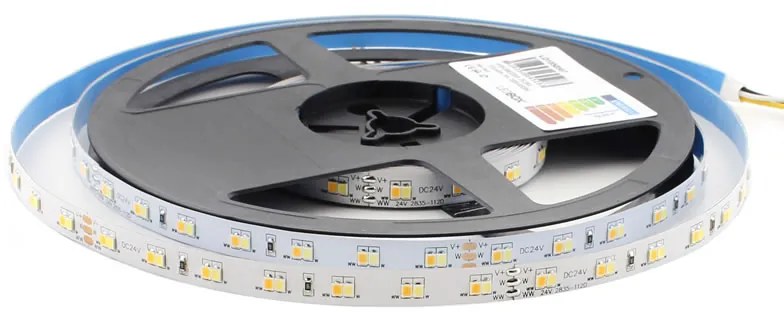 Fita de LED SMD2835, DC24V, 5m (112 Led/m), 112W, IP20, Branco Duplo