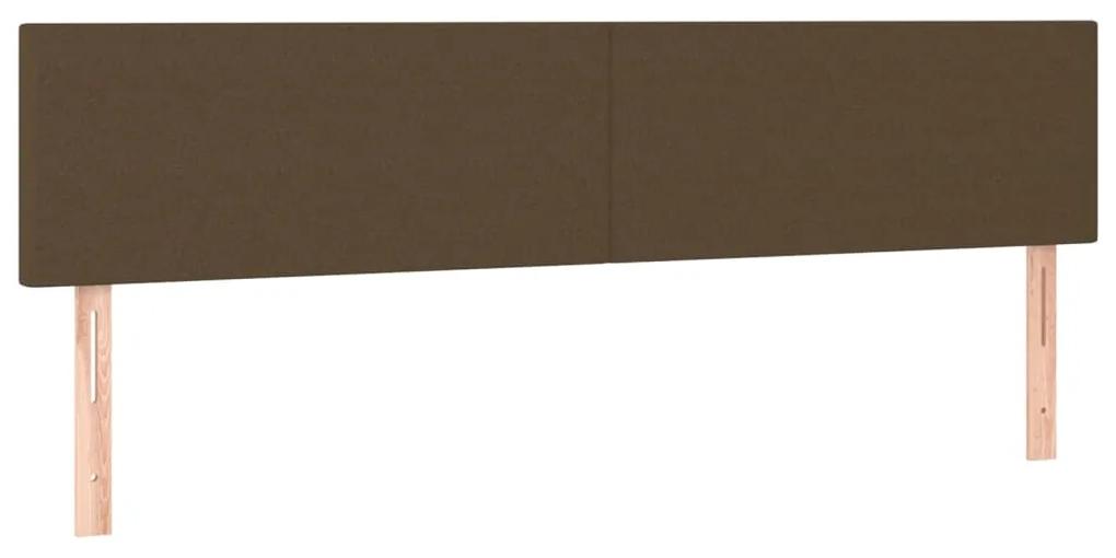 Cama box spring c/ colchão/LED 200x200cm tecido castanho-escuro