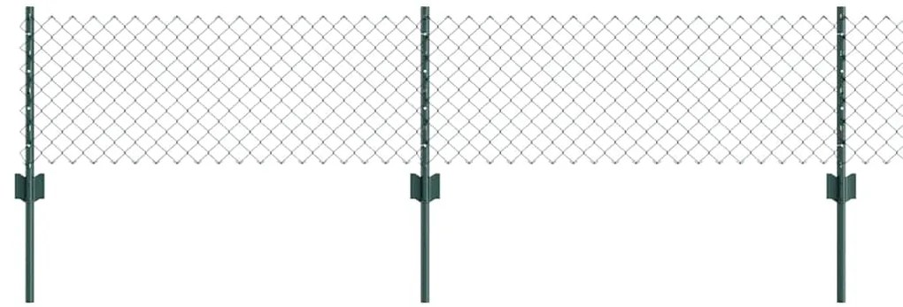 Cerca de Cadeia com 10 Postes U Verde 0.4x10 m Aço