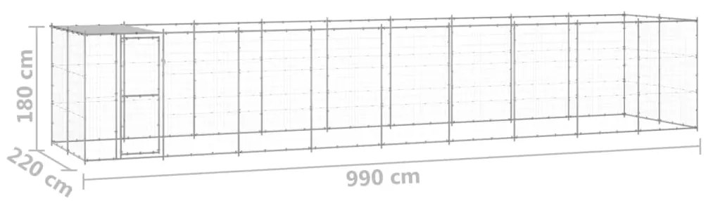 Canil de exterior com telhado 21,78 m² aço galvanizado