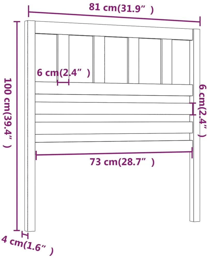 Cabeceira de cama 81x4x100 cm pinho maciço cinzento