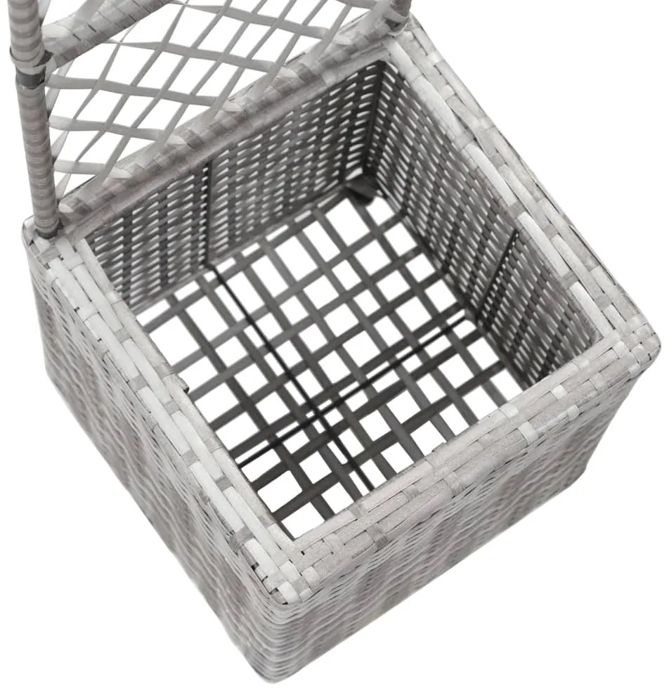 Floreira com treliça e 1 vaso 30x30x107 cm vime PE cinzento