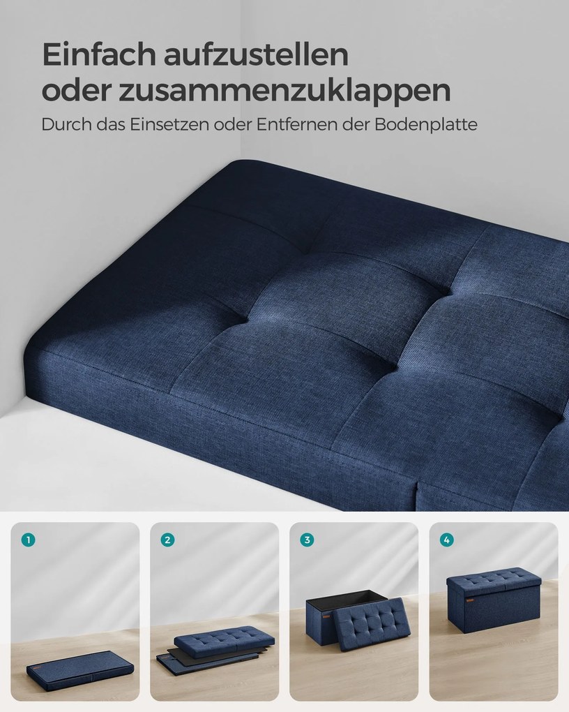 Banco entrada ou quarto com espaço de arrumação 38 x 76 x 38 cm azul