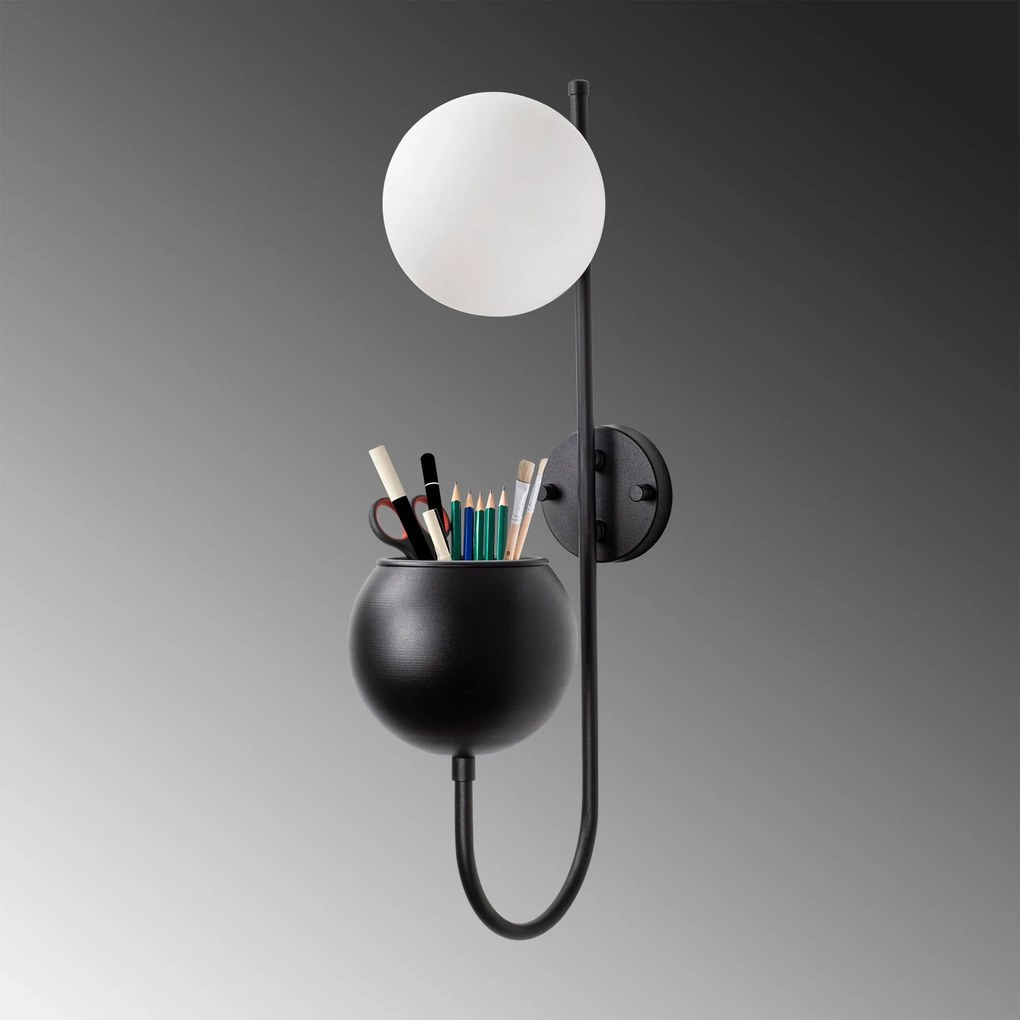 Candeeiro de Parede Pot – Preto e Creme – 15 x 23 x 61 cm