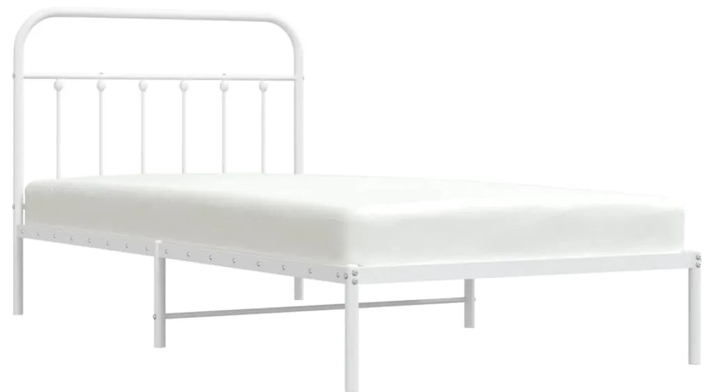 Estrutura de cama em metal com cabeceira 107x203 cm branco