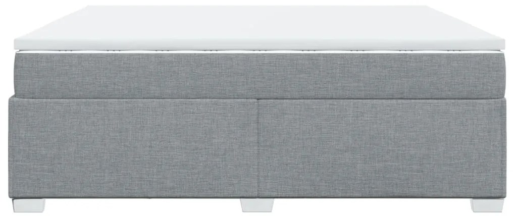 Cama com molas/colchão 200x200 cm tecido cinza-claro