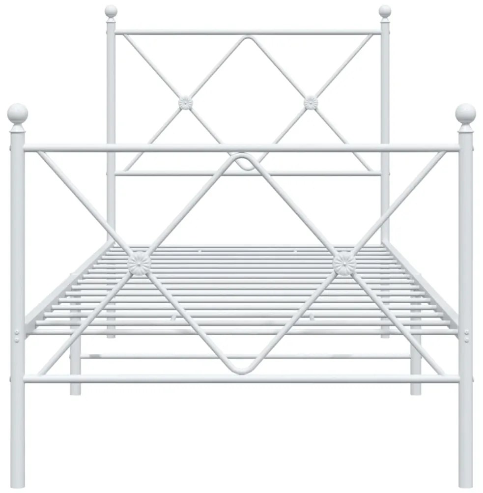 Estrutura de cama com cabeceira e pés 75x190 cm metal branco