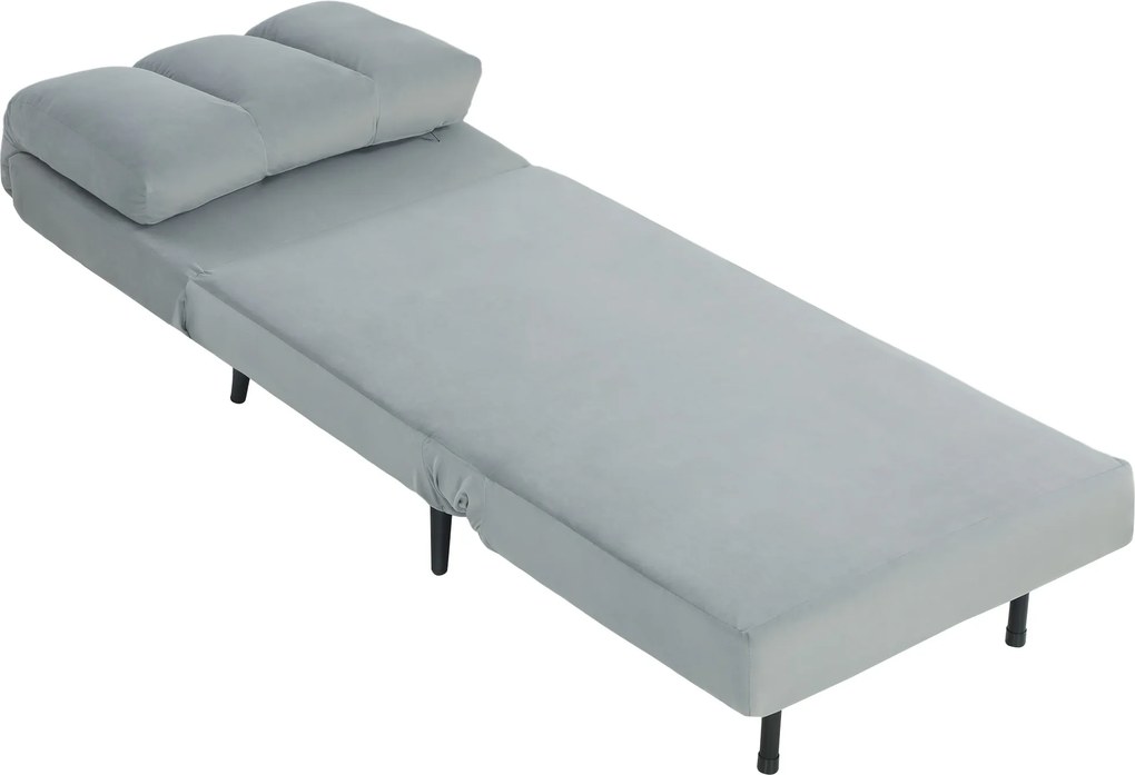 HOMCOM Sofá Cama Individual 3 em 1 Dobrável com Encosto Ajustável e Almofada Espessa para Sala 72x88x87 cm Cinza | Aosom Portugal