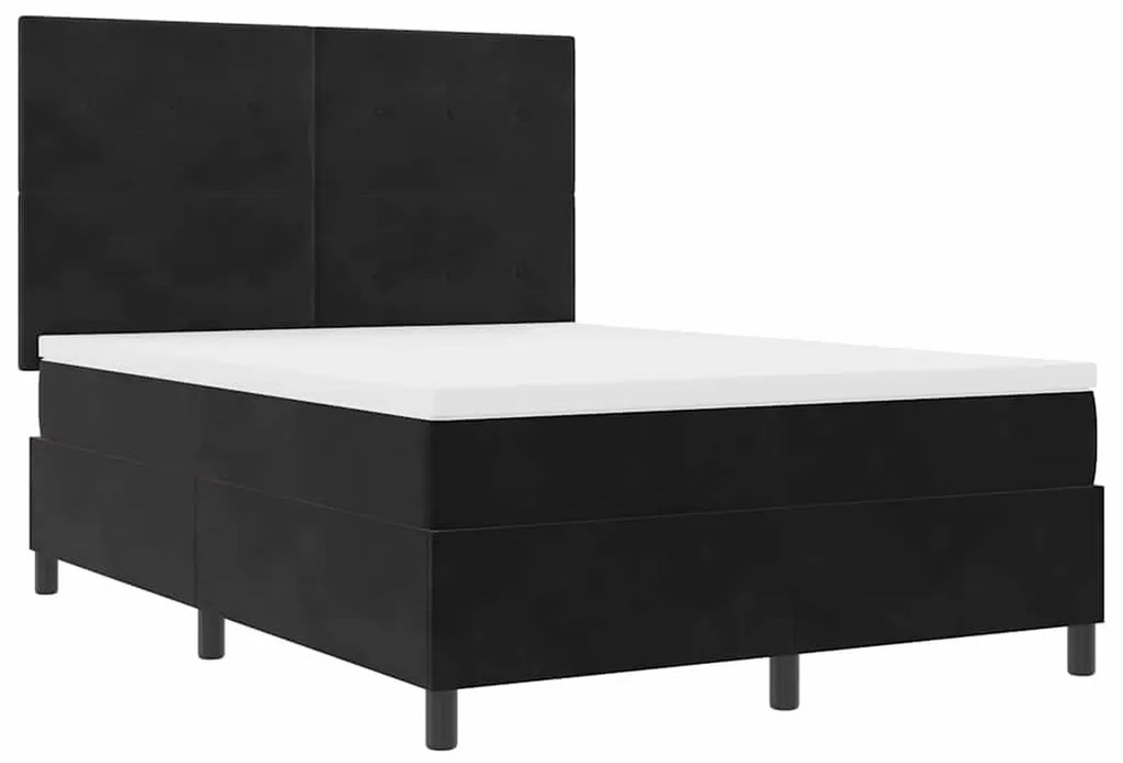 Camas Box Spring vidaXL com Colchão Preto 140x200 cm Veludo