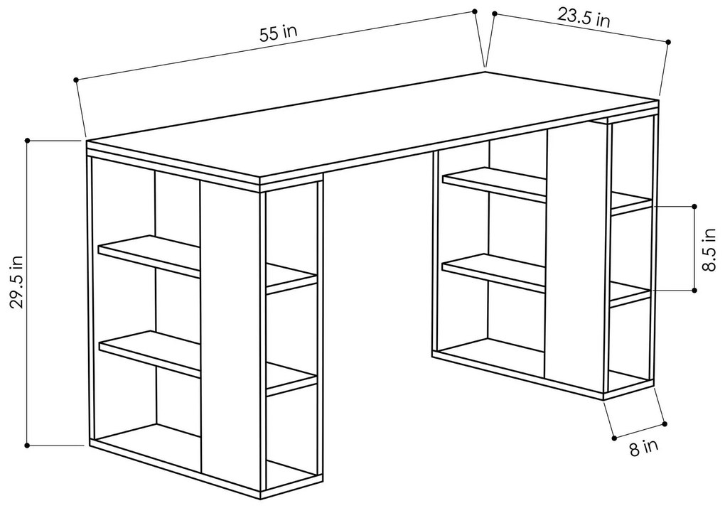 Secretária de Estudo e Estante Extra – Creme e Preto – Secretária: 120