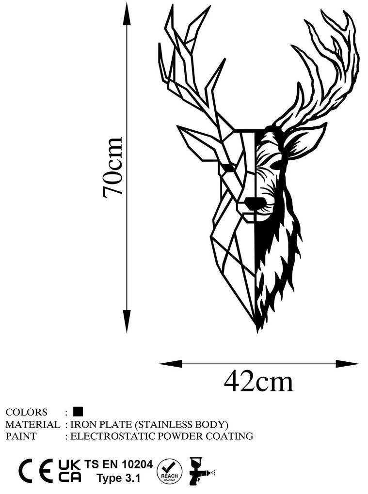Acessório Decorativo de Parede em Metal Model-599 – Preto – 42 x 70 cm