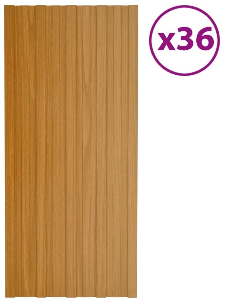 Painéis de telhado 36 pcs 100x45 cm aço galvanizado natural