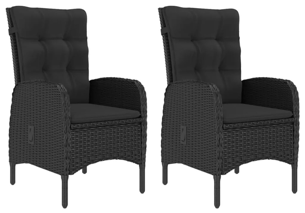3 pcs conjunto de jantar para jardim preto