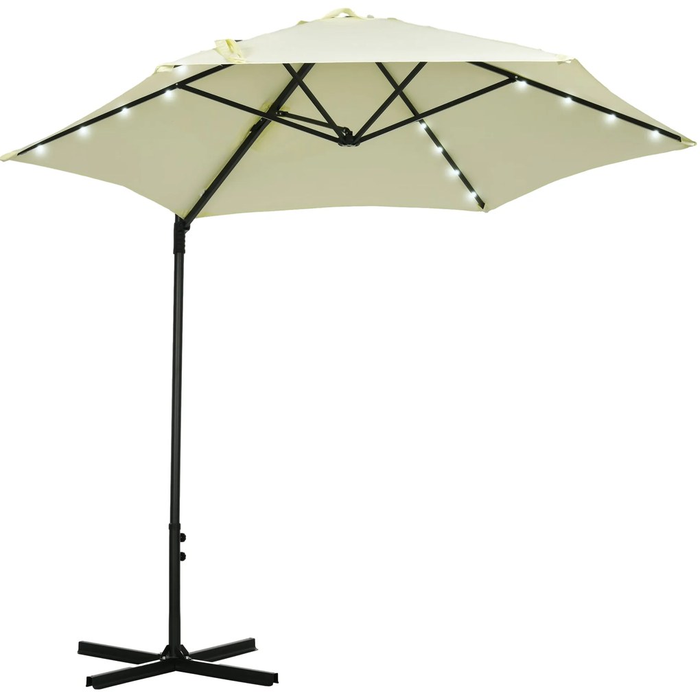 Chapéu de Sol Excêntrico Ø256x248 cm com Luzes LED Solar Mastro Girató