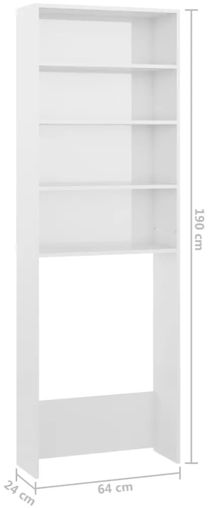 Armário máquina lavar roupa 64x24x190 cm branco brilhante