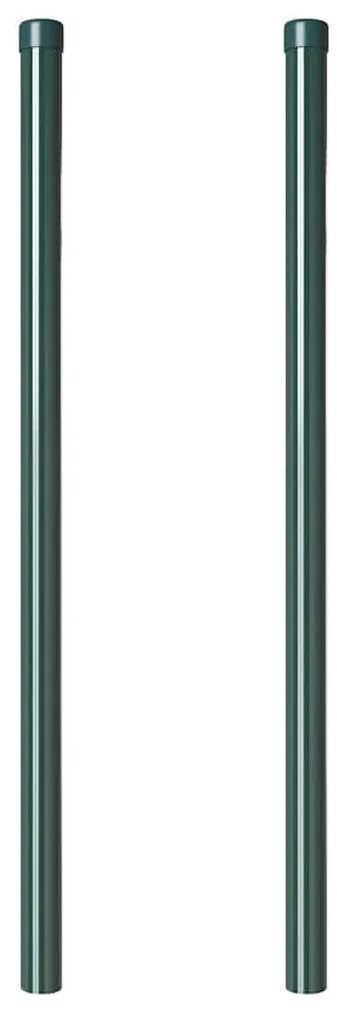 Postes de Cerca 2 pcs Verde 100 cm Aço com Revestimento em Pó