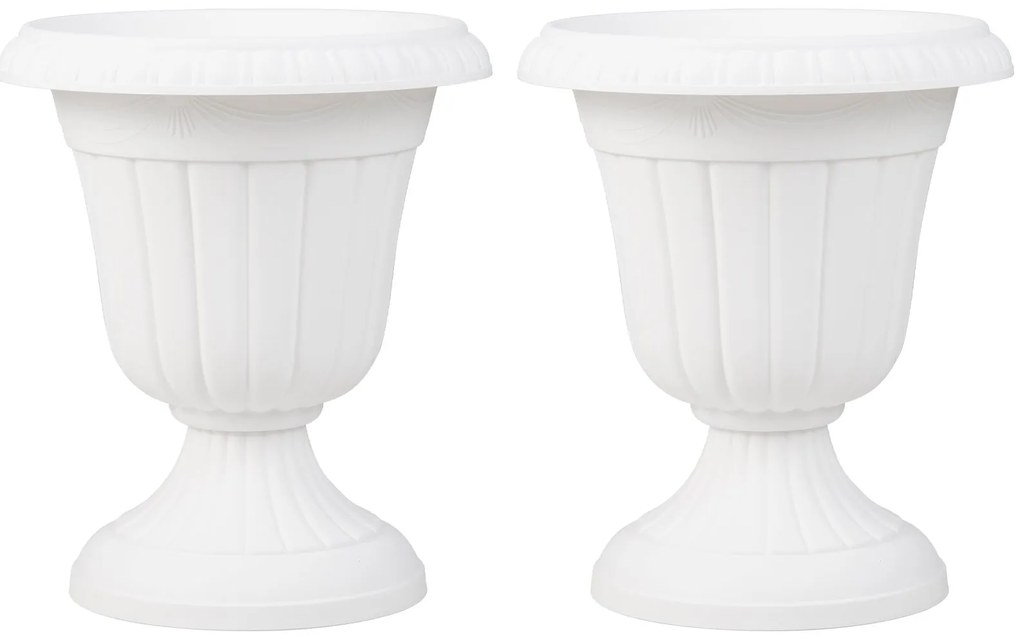 Conjunto de 2 vasos redondos de plástico com sistema de drenagem opcional - cinza