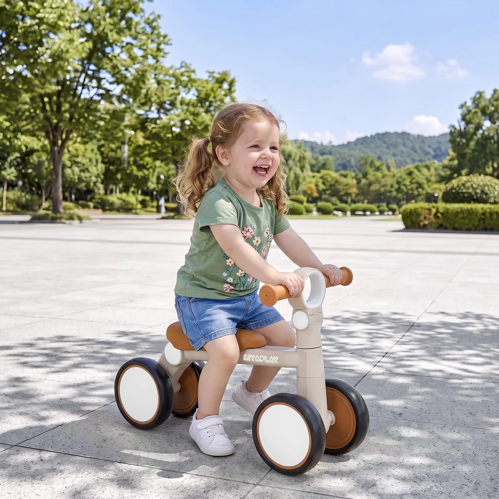 Bicicleta de Equilíbrio para Bebé Dobrável, 57 x 28,5 x 40 cm, Estrutura Leve em Alumínio, Creme