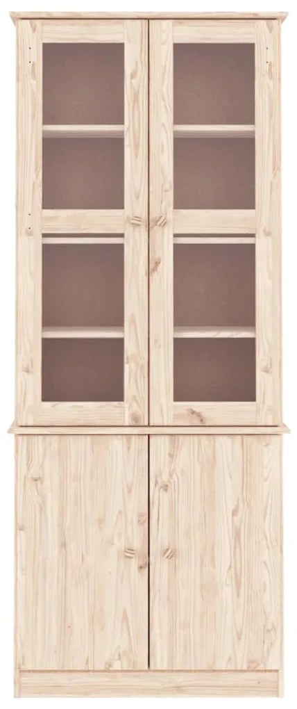 Expositor c/ portas de vidro ALTA 77x35x186,5 cm pinho maciço