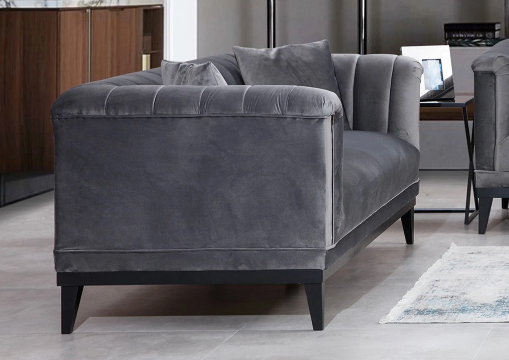 Sofá de 3 Lugares Trendy – Cinzento Escuro – 225x79x89 cm