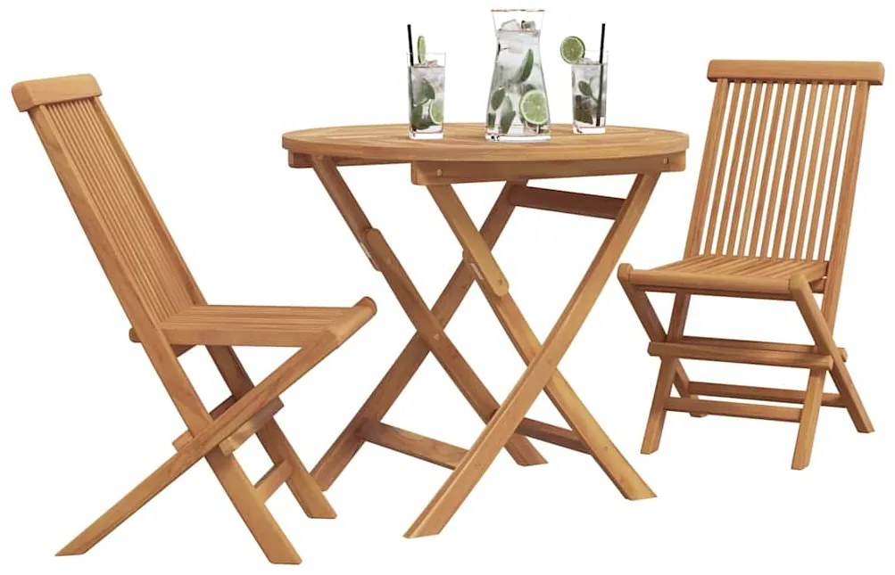 Conjunto Bistro de Jardim em 3 Peças Madeira Sólida de Acácia