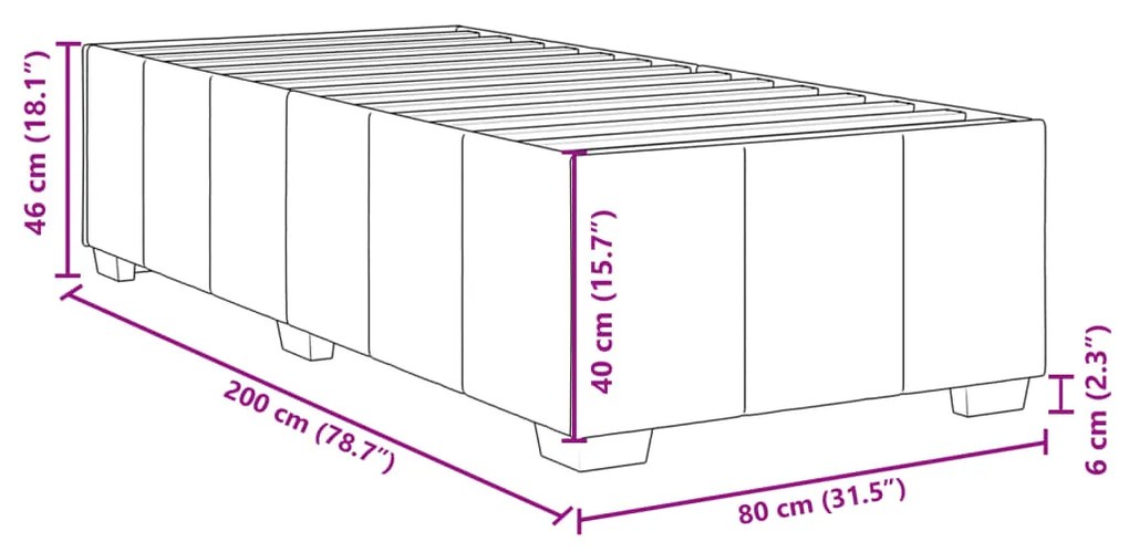 Estrutura de cama sem colchão 80x200 cm tecido cinzento