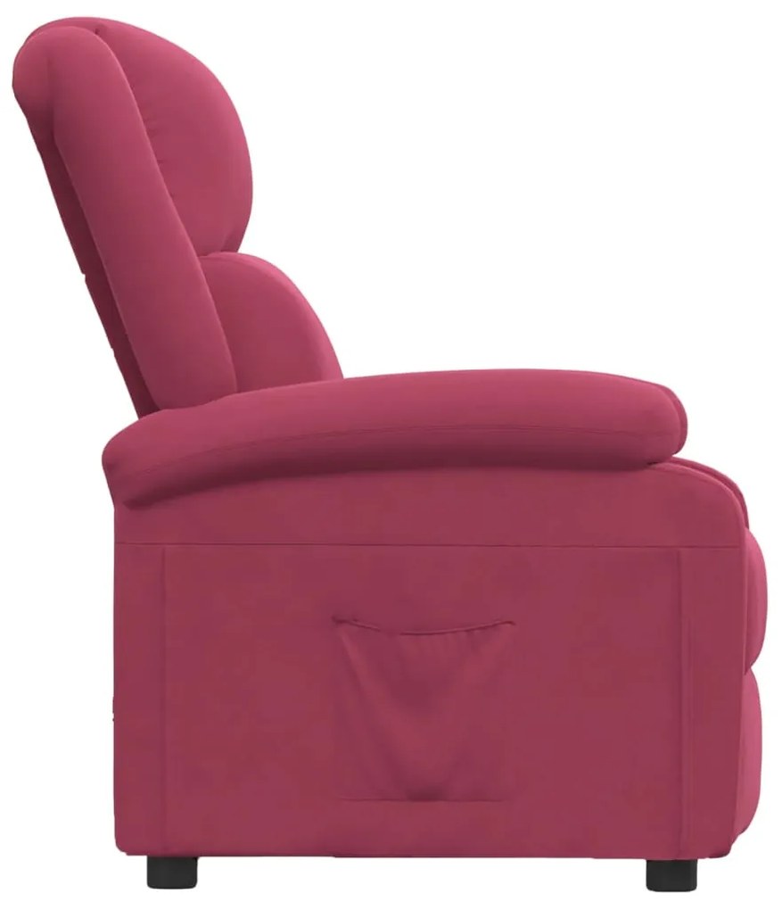 Poltrona reclinável veludo vermelho tinto
