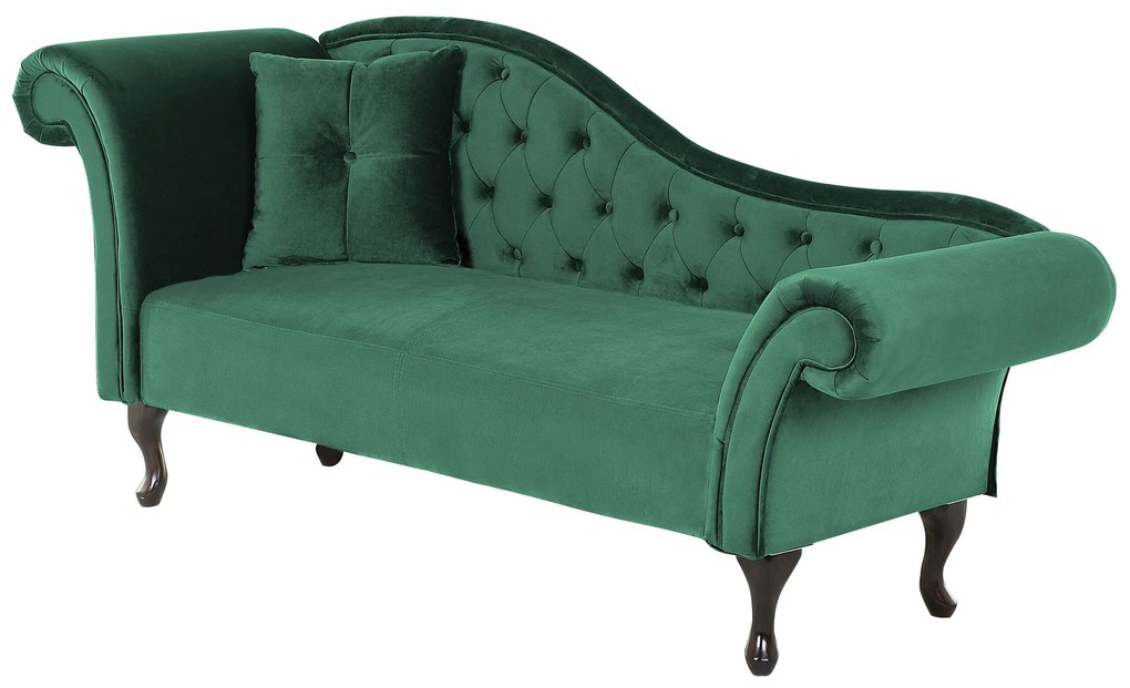 Chaise-longue em veludo verde escuro versão à esquerda LATTES Beliani