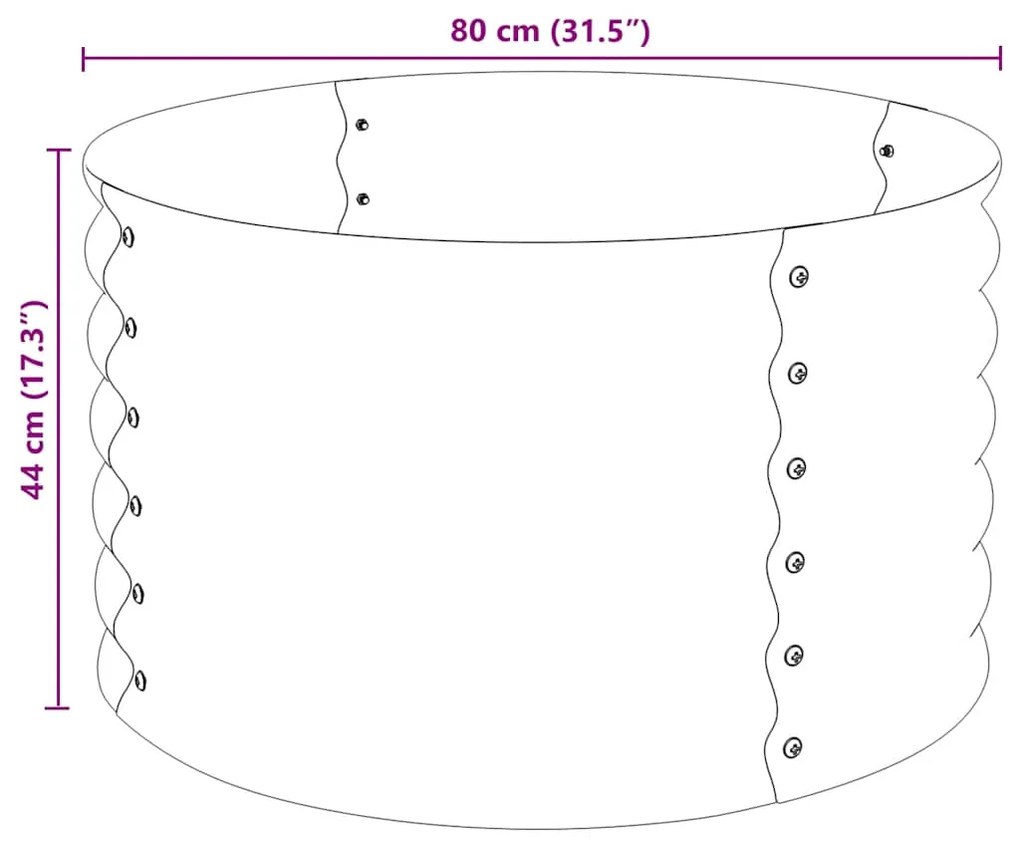 Canteiro/vaso elevado aço galvanizado 80x80x44 cm prateado