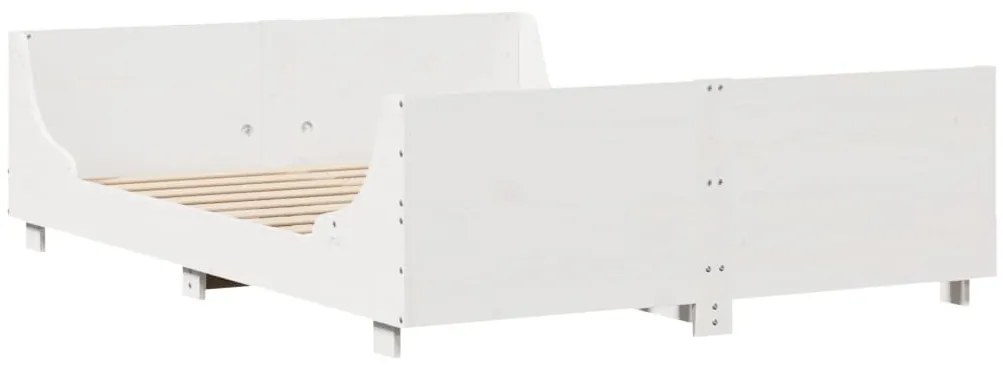 Cama sem colchão 140x190 cm madeira de pinho maciça branco