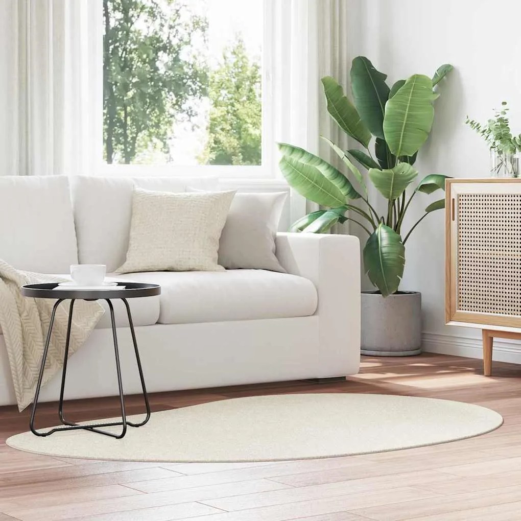 vidaXL Tapetes de área HUARTE Creme 120 x 170 cm Poliéster