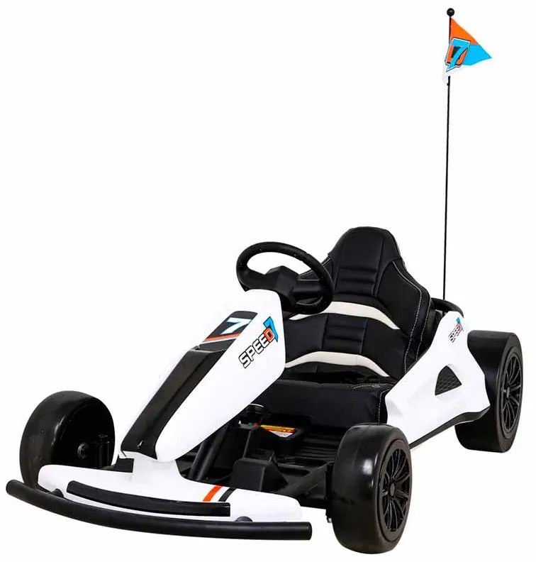 Kart elétrico para Crianças 24V SPEED 7 DRIFT KING Rodas Frente EVA, Rodas Atras Plastico, Assento de couro Branco