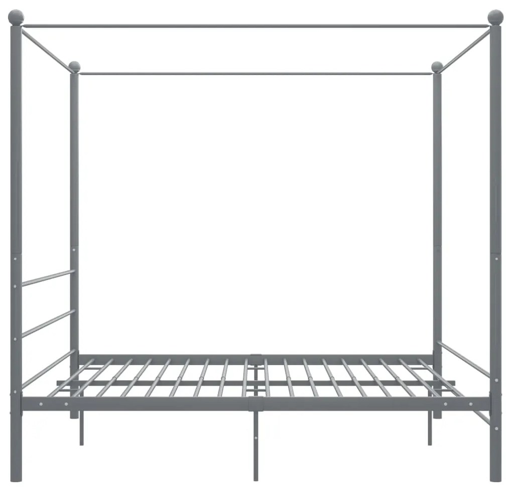Estrutura de cama com dossel 180x200 cm metal cinzento