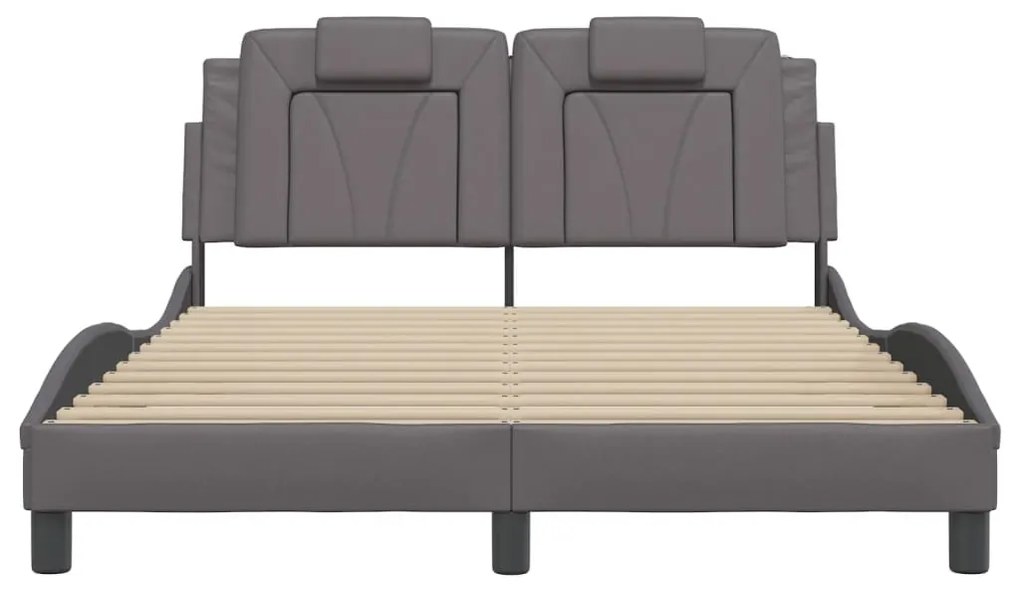 Estrutura cama c/ cabeceira 120x200cm couro artificial cinzento