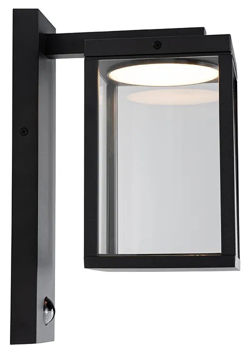 Candeeiro de parede exterior preto com sensor de movimento LED - Ferdinand Moderno