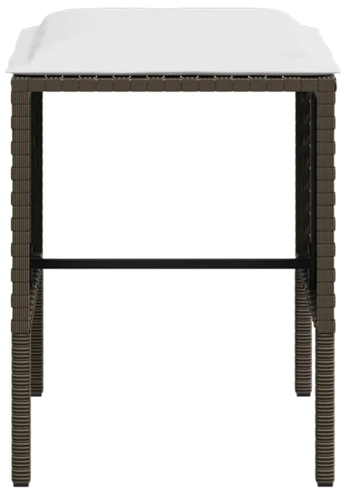 5 pcs conjunto sofás formato L c/ almofadões vime PE castanho