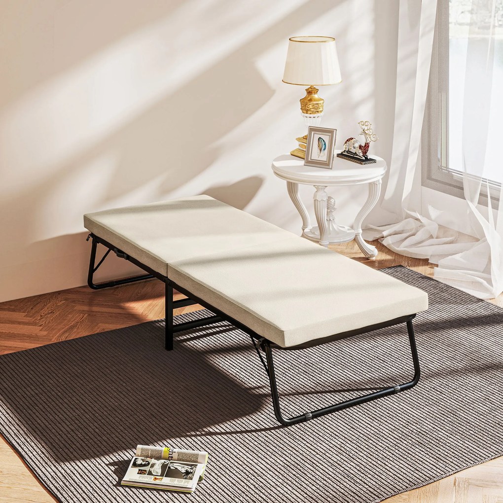 Cama Dobrável 70x180 cm com Colchão de Espuma Cama Dobrável com Encost