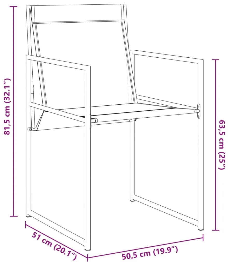 Cadeiras de jardim 4 pcs aço e textilene preto