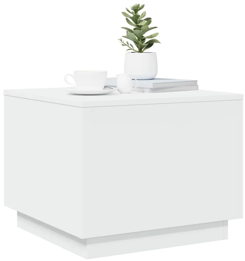 Mesa de centro com luzes LED 50x50x40 cm branco