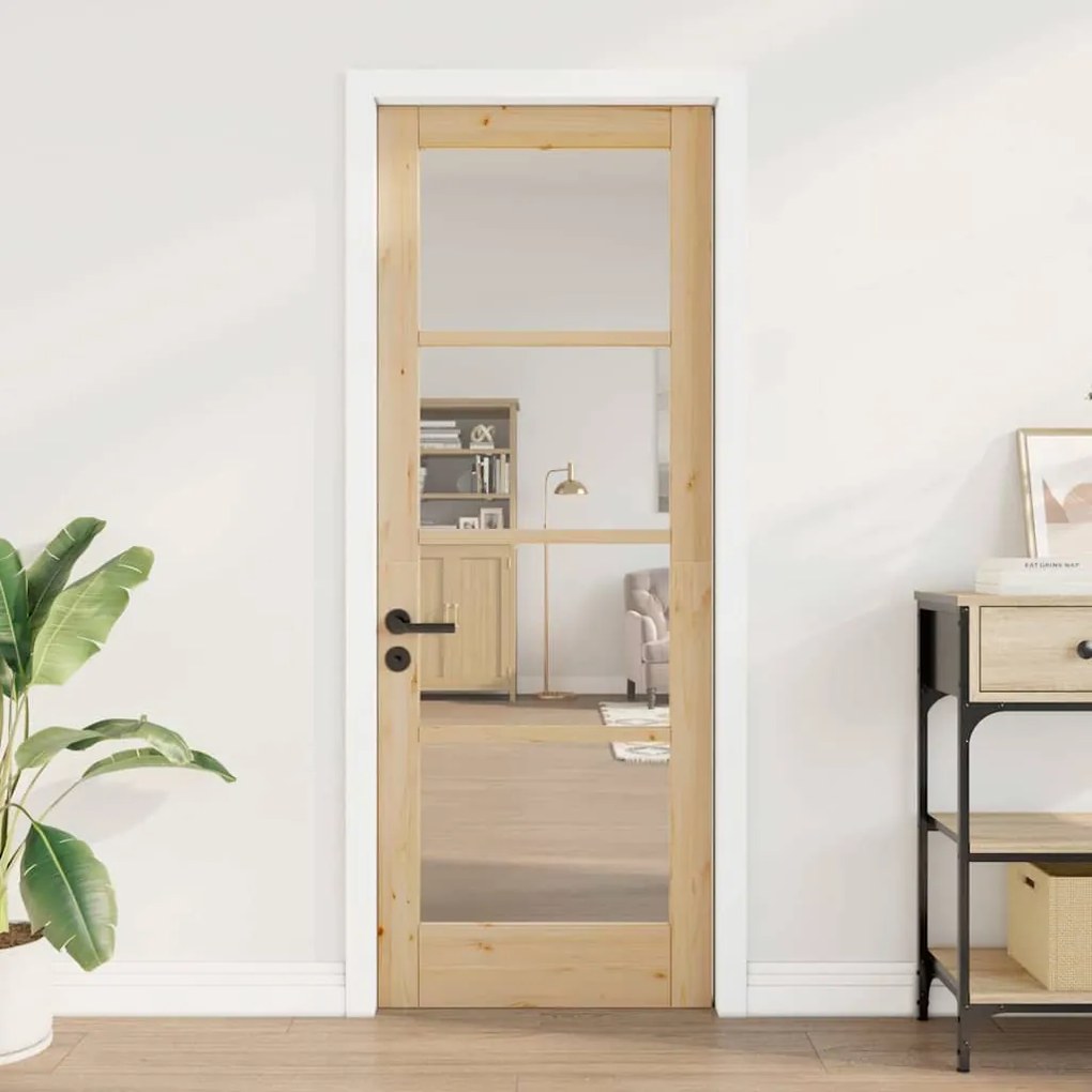 Porta Interior com Vidro "ORKDAL" 73,5x198,5x4 cm Madeira de Pinho Sól