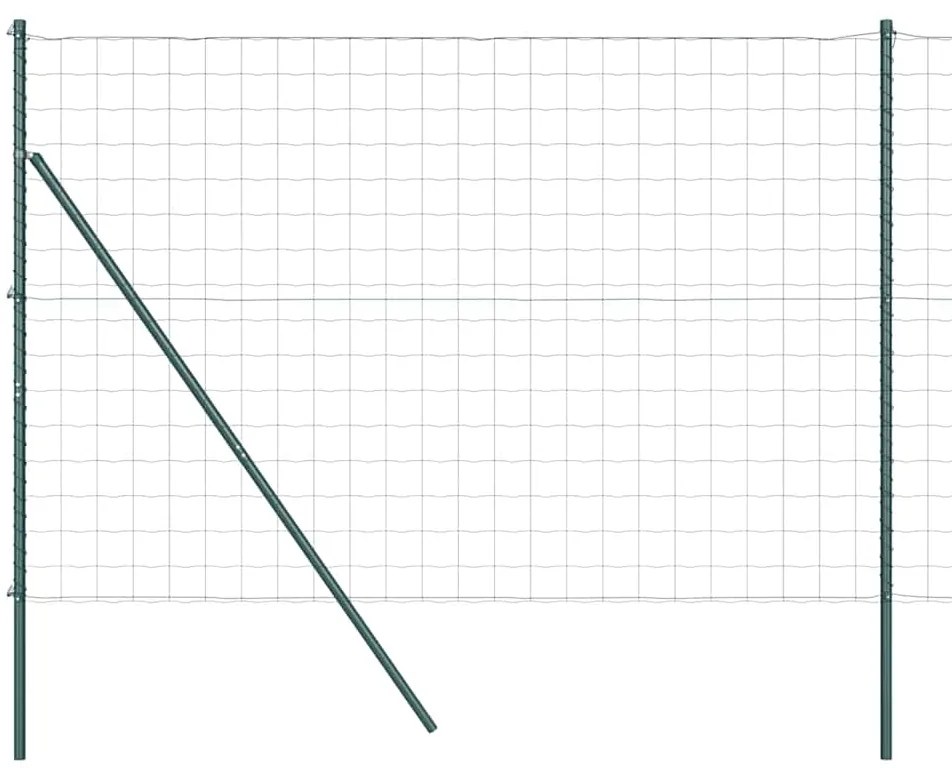 Cerca Euro com 7 postes, 1,6x10m, aço galvanizado verde