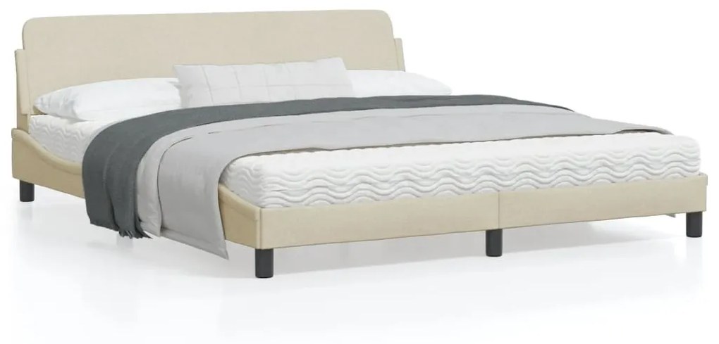 vidaXL Estrutura de cama sem colchão 180x200 cm tecido cor creme