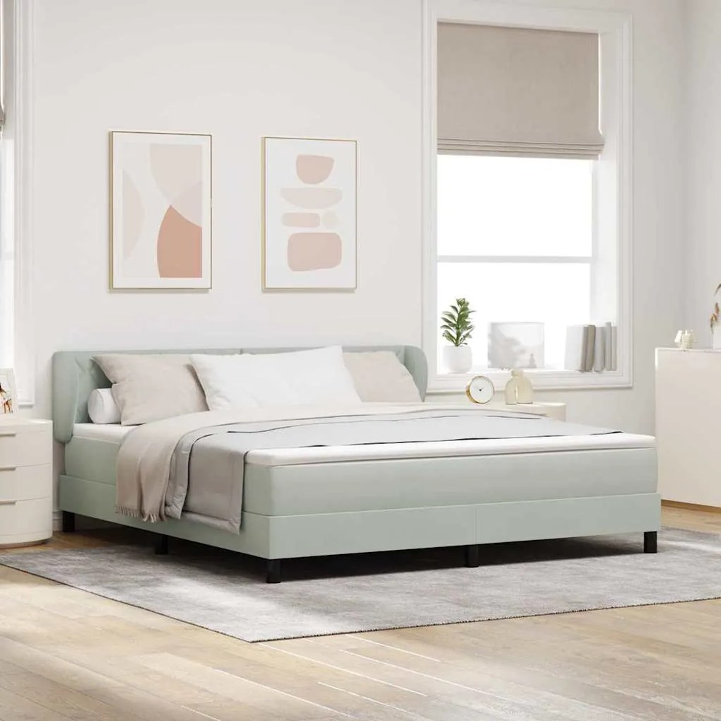Cama Box com Colchão vidaXL Cinza Claro 180x200 cm em Veludo